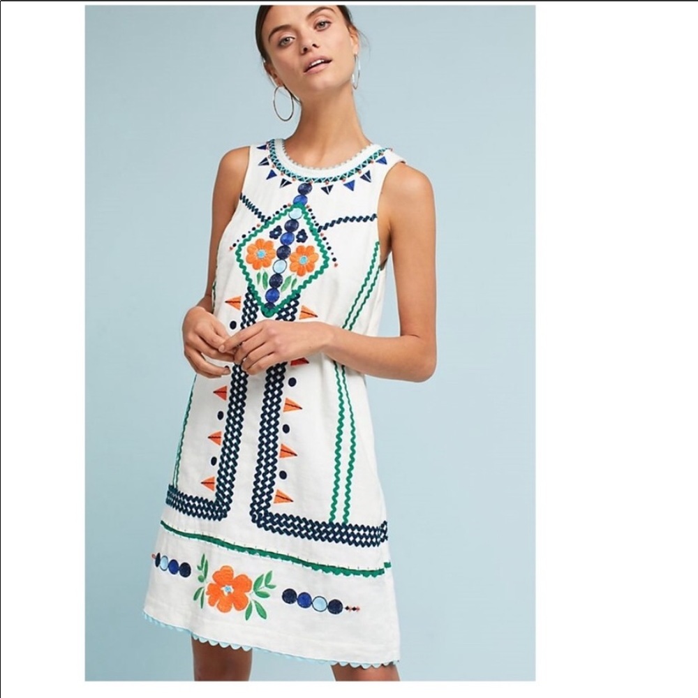 Anthropologie RARE Postmark Embroidered dress